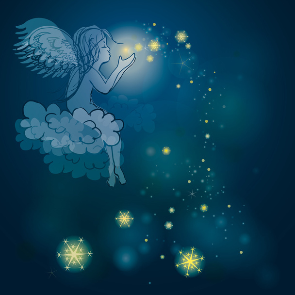 Angel brinca com estrelas
 - Vetor, Imagem