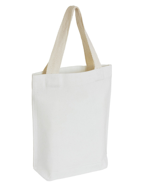 Bolso de tela blanco aislado en blanco con camino de recorte - Foto, imagen