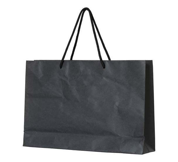 black paper bag isolated on white with clipping path - Fotoğraf, Görsel