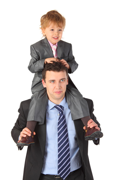 Businessman hold boy on neck - Фото, изображение
