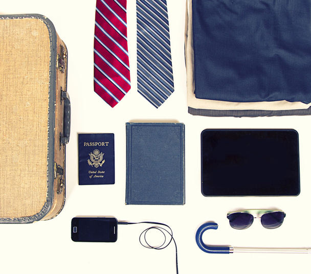 collection of business travel items - Foto, imagen