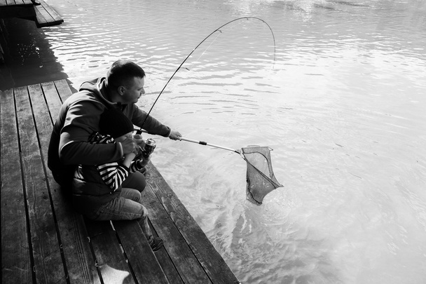 Otec a syn při chytání ryb - Fotografie, Obrázek