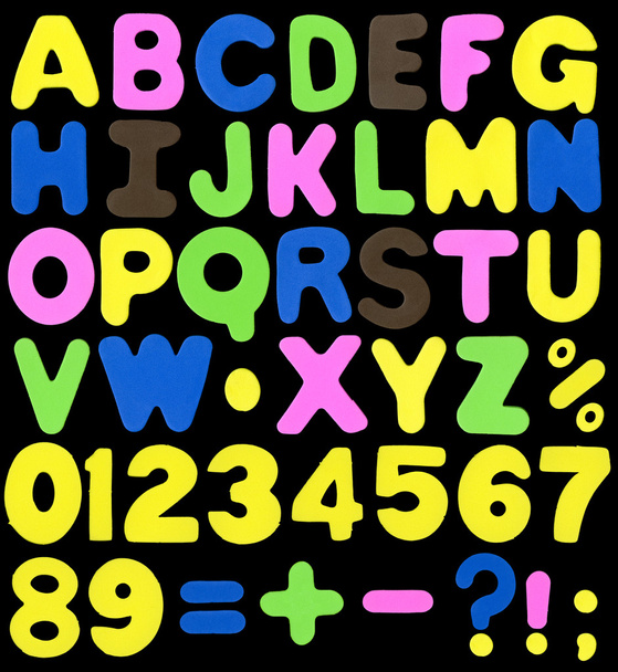 Alfabeto in spugna di colore neon simile plastica morbida
 - Foto, immagini