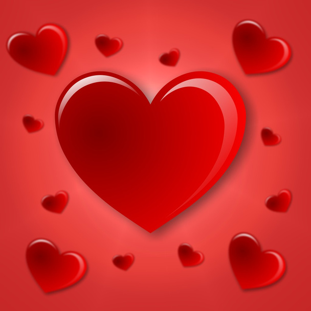 harten op een rode achtergrond - Foto, afbeelding