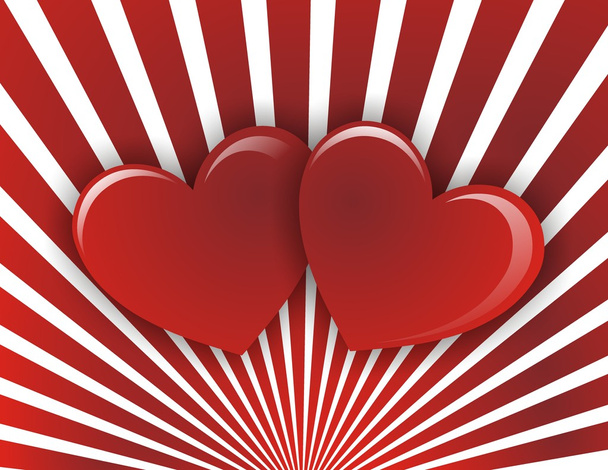 Two hearts on a red white striped background - Zdjęcie, obraz