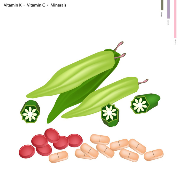 Okra o Lady Finger con vitamina K e C
 - Vettoriali, immagini