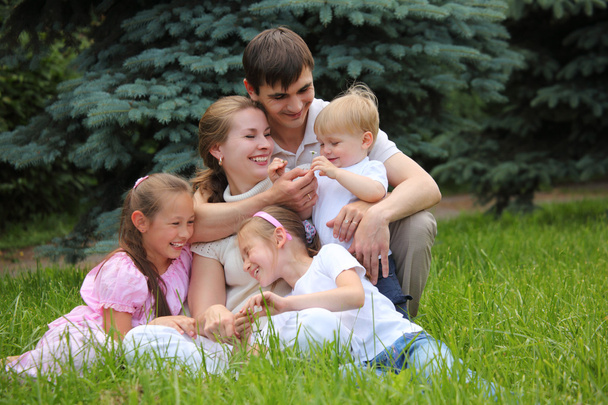 Family of five outdoor in summer - Photo, Image