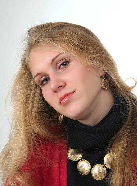 beautiful girl with gold bead - Foto, Imagem