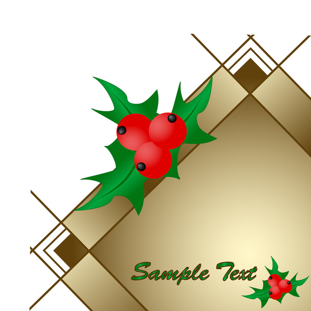 Vector illustration of a frame with Holly plant and red ripe ber - Vector, imagen