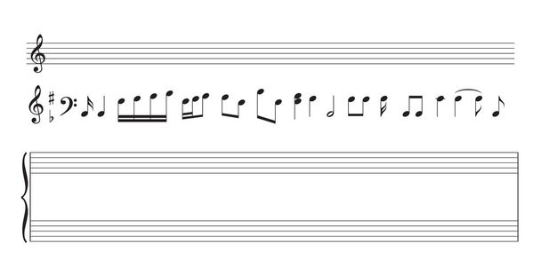 conjunto de notas musicais e pauta - vetor
 - Vetor, Imagem
