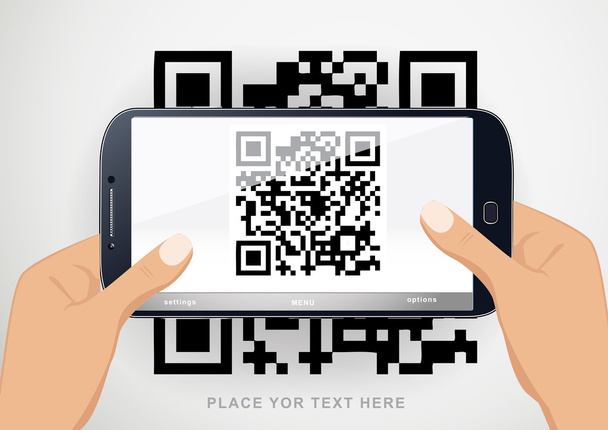 Сканирование QR-кода на смартфоне
 - Вектор,изображение