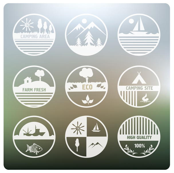 Camping and nature labels set. - Vector, imagen