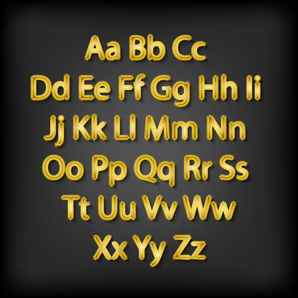 Retro Lightbulb Alphabet Glamorous showtime theatre alphabet. Vector illustration. - Vetor, Imagem