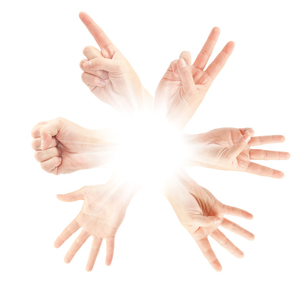 Zählen menschlicher Hände (0 bis 5)) - Foto, Bild