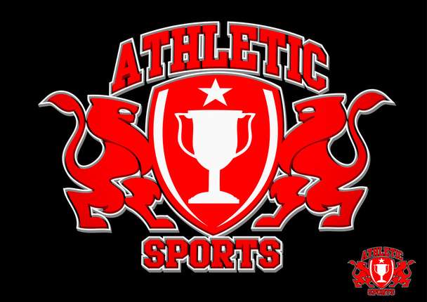 3D Athletic deportes emblema rojo sobre fondo negro
 - Vector, Imagen