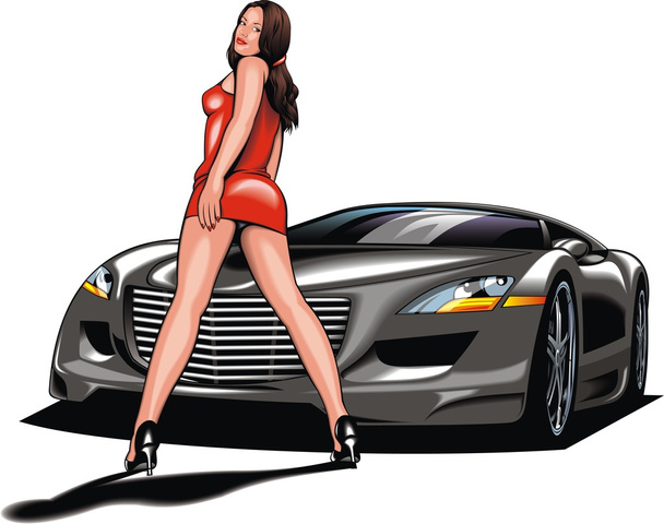 my original design car with girl from my dream - Vector, Image