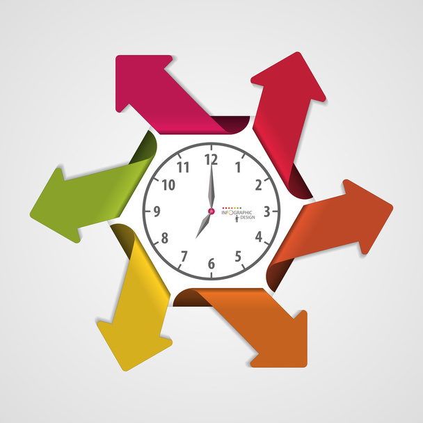 Infographics clock with arrows. Vector illustration - Vektör, Görsel