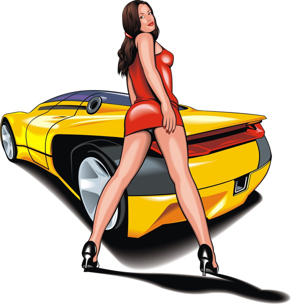 my original design car with girl from my dream - Vector, Image