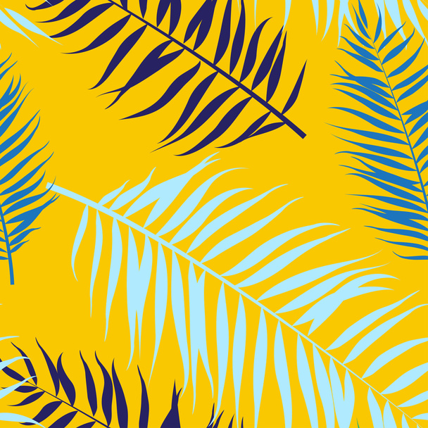 Seamless color palm leaves pattern. Flat style - Vector, afbeelding