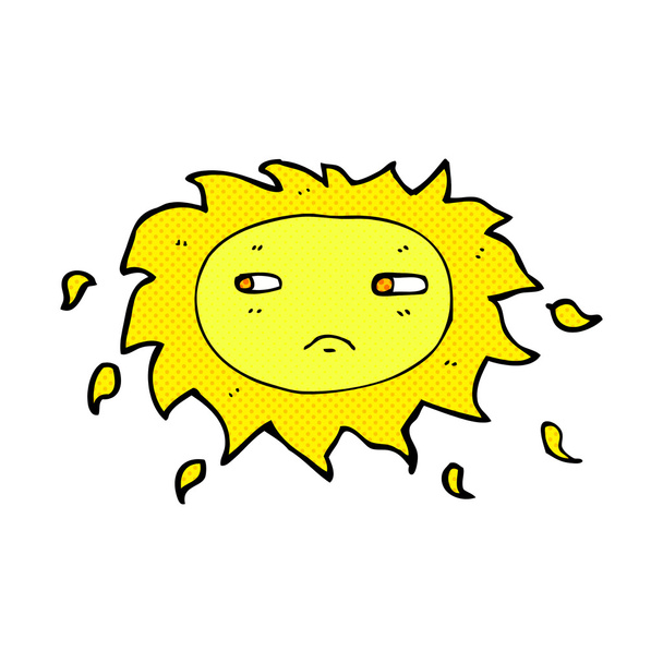 комический мультфильм о грустном солнце
 - Вектор,изображение