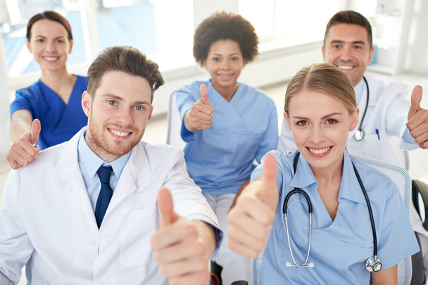 group of happy doctors on seminar at hospital - Zdjęcie, obraz