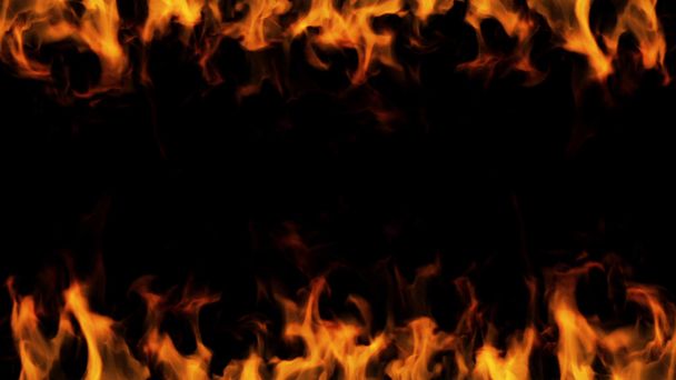 ogień płomienie na czarnym tle - Zdjęcie, obraz