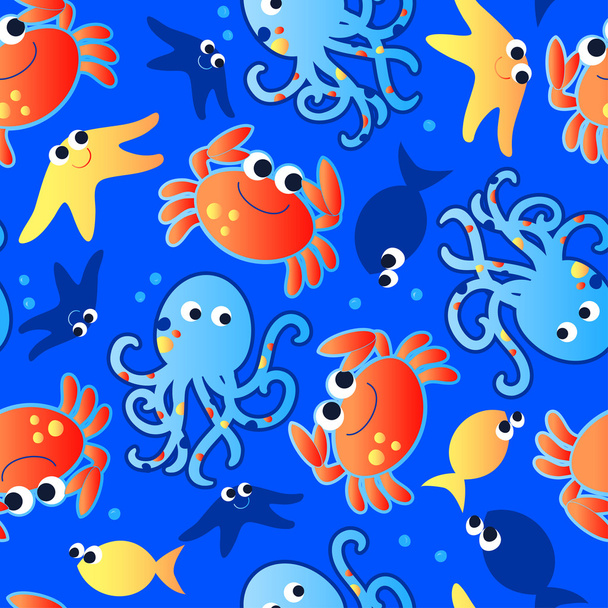 Cute sea creatures. - Vector, Image