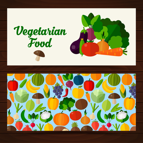 Food banners in flat style.  - Vector, Imagen
