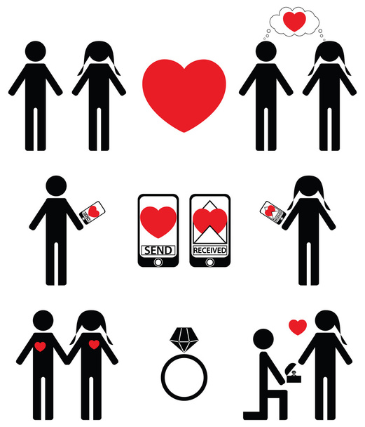 Verliebte und Verlobungssymbole - Vektor, Bild