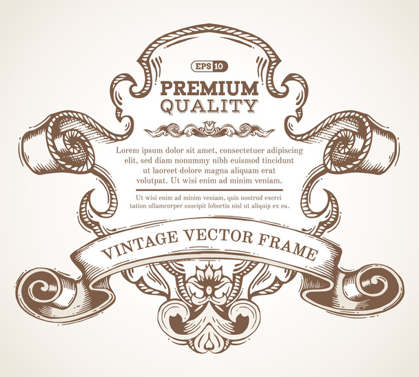 Vintage border frame with retro ornament. - Vector, Image