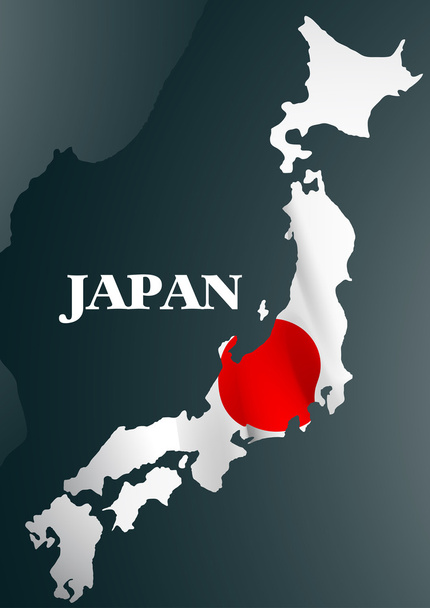 Japanische Landkarte mit Nationalflagge - Vektor, Bild