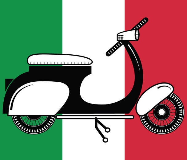 Vintage skootteri tyyppi 2 Italian lipun taustalla
. - Vektori, kuva