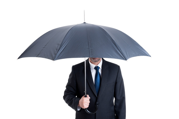 Biznesmen z otwartym parasolem - Zdjęcie, obraz