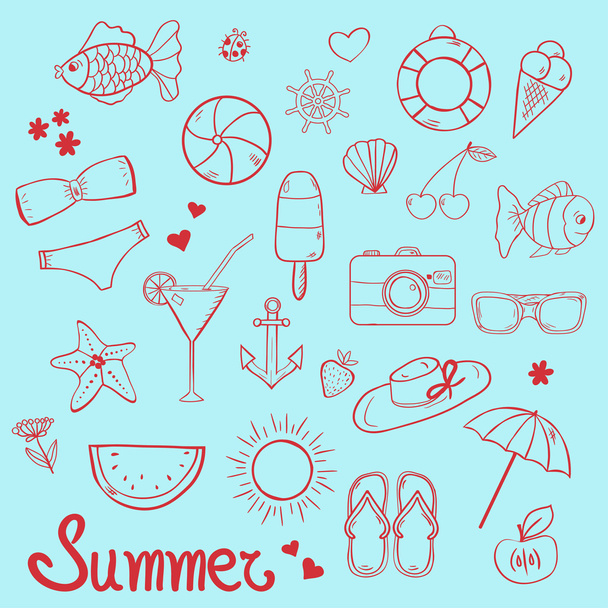 Set of summer elements - Wektor, obraz