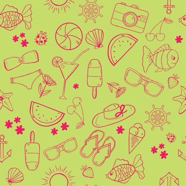 Cute summer seamless pattern  - Вектор,изображение
