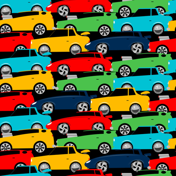 Уличные гоночные автомобили, укладываемые в бесшовный рисунок
 - Вектор,изображение