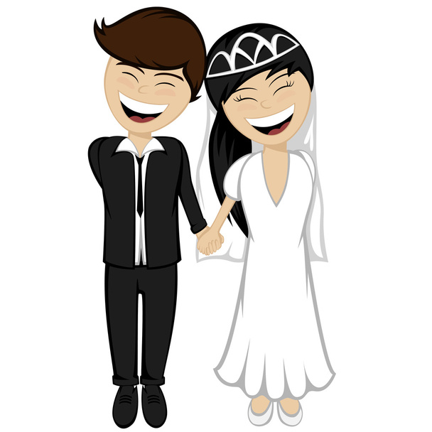 Feliz recém-casados sorrindo
 - Vetor, Imagem