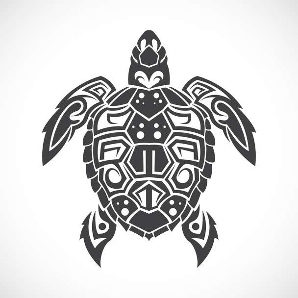 Turtle in a tribal on a white background. - Vector, Image