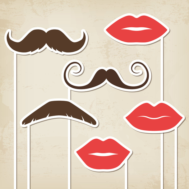 Vector mustaches and lips - Wektor, obraz