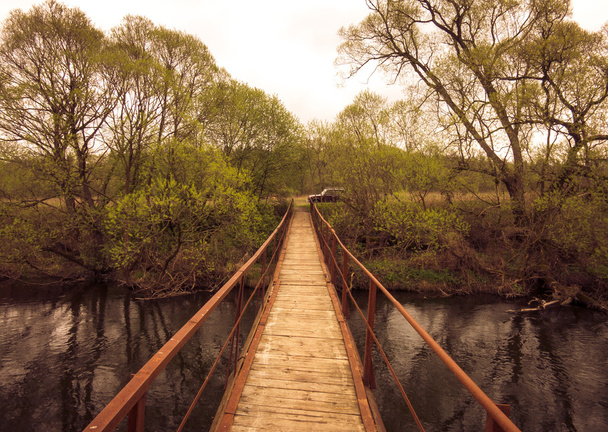 footbridge over the black river - Photo, image