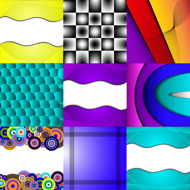 Set of nine different and colorful abstract backgrounds - Vector, Image