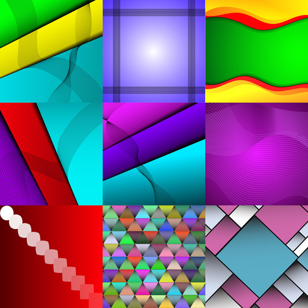 Készlet-ból kilenc különböző, színes absztrakt hátterek - Vektor, kép