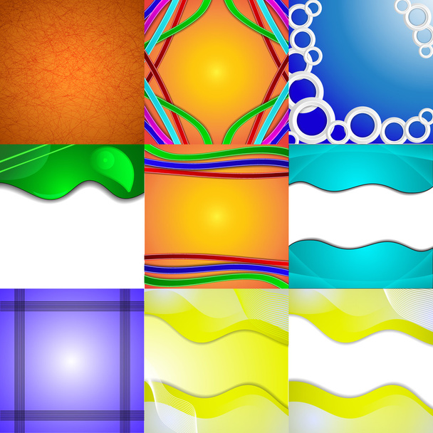 Set of nine different and colorful abstract backgrounds - Vector, Image