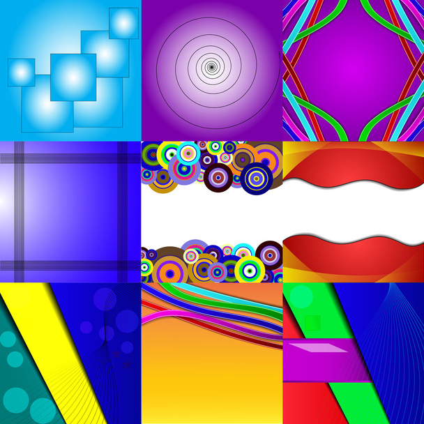 Set of nine different and colorful abstract backgrounds - Vector, afbeelding