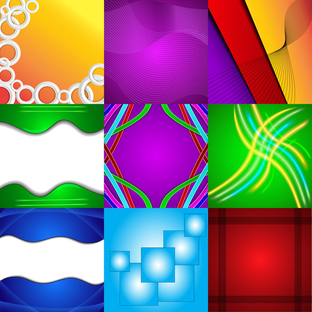 Set of nine different and colorful abstract backgrounds - Vector, afbeelding