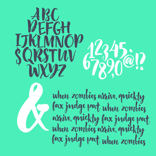 Alphabet letters: lowercase, uppercase and numbers. Vector alphabet. Hand drawn letters. Letters of the alphabet written with a paint brush - Vector, Image