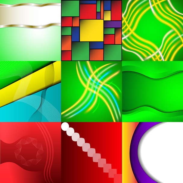 Σύνολο εννέα διαφορετικά και χρωματιστά Περίληψη Φόντα - Διάνυσμα, εικόνα