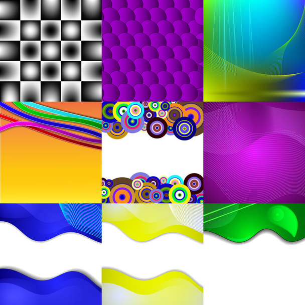 Készlet-ból kilenc különböző, színes absztrakt hátterek - Vektor, kép