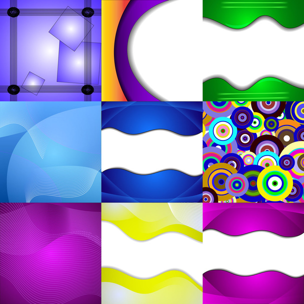 Set of nine different and colorful abstract backgrounds - Vektor, kép
