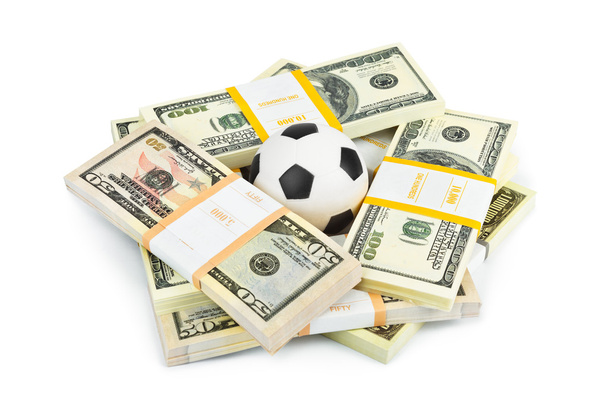 Money and soccer ball - Foto, afbeelding